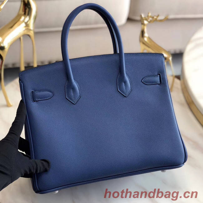 Hermes original Epsom Leather HB35O blue&silver Metal