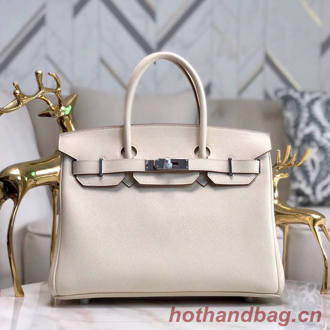 Hermes original Epsom Leather HB35O cream&silver Metal