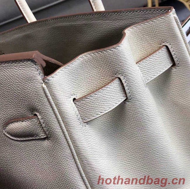 Hermes original Epsom Leather HB35O cream&silver Metal