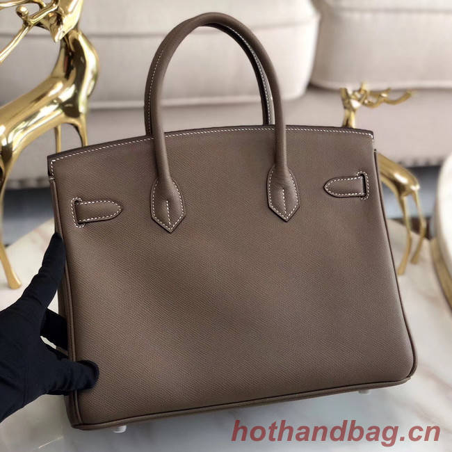 Hermes original Epsom Leather HB35O grey&silver Metal