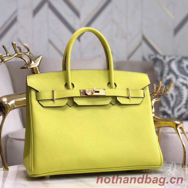 Hermes original Epsom Leather HB35O lemon&gold Metal