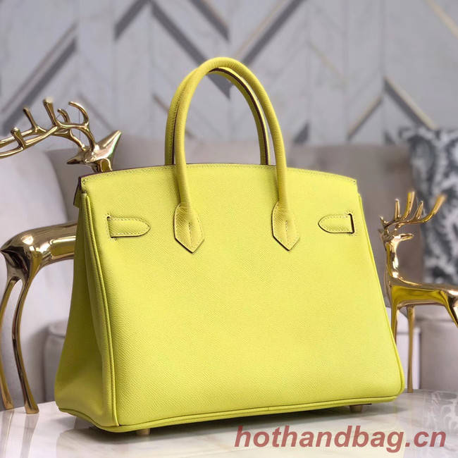 Hermes original Epsom Leather HB35O lemon&gold Metal