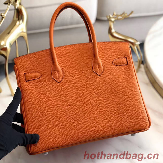 Hermes original Epsom Leather HB35O orange&silver Metal