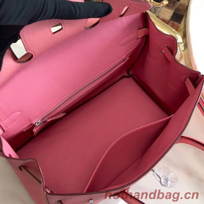 Hermes original Epsom Leather HB35O pink&silver Metal