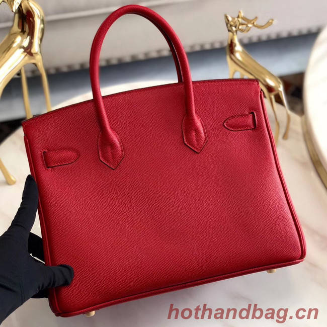 Hermes original Epsom Leather HB35O red&gold Metal