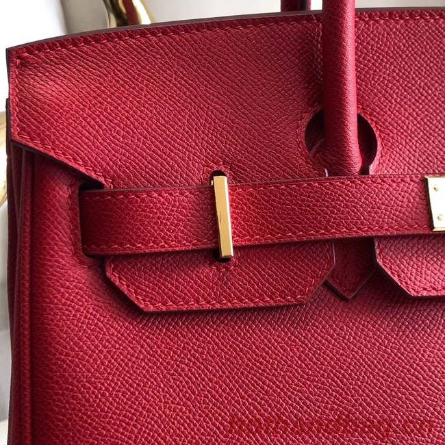 Hermes original Epsom Leather HB35O red&gold Metal