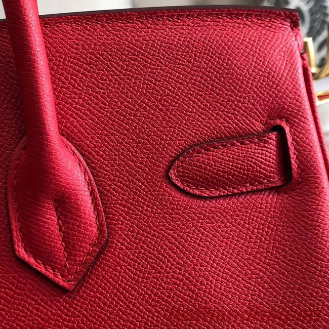 Hermes original Epsom Leather HB35O red&silver Metal