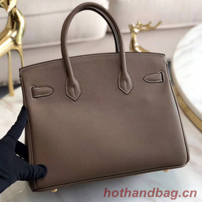 Hermes original Epsom Leather HB35O grey&gold Metal