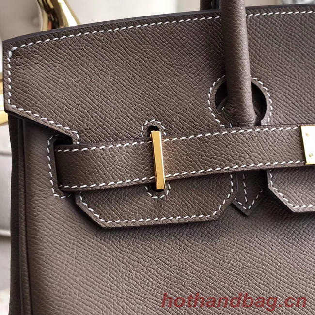 Hermes original Epsom Leather HB35O grey&gold Metal