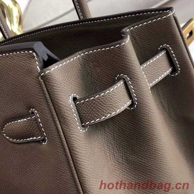 Hermes original Epsom Leather HB35O grey&gold Metal