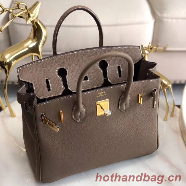 Hermes original Epsom Leather HB35O grey&gold Metal