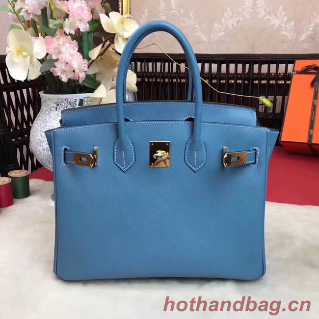 Hermes original Epsom Leather HB35O sky blue&gold Metal