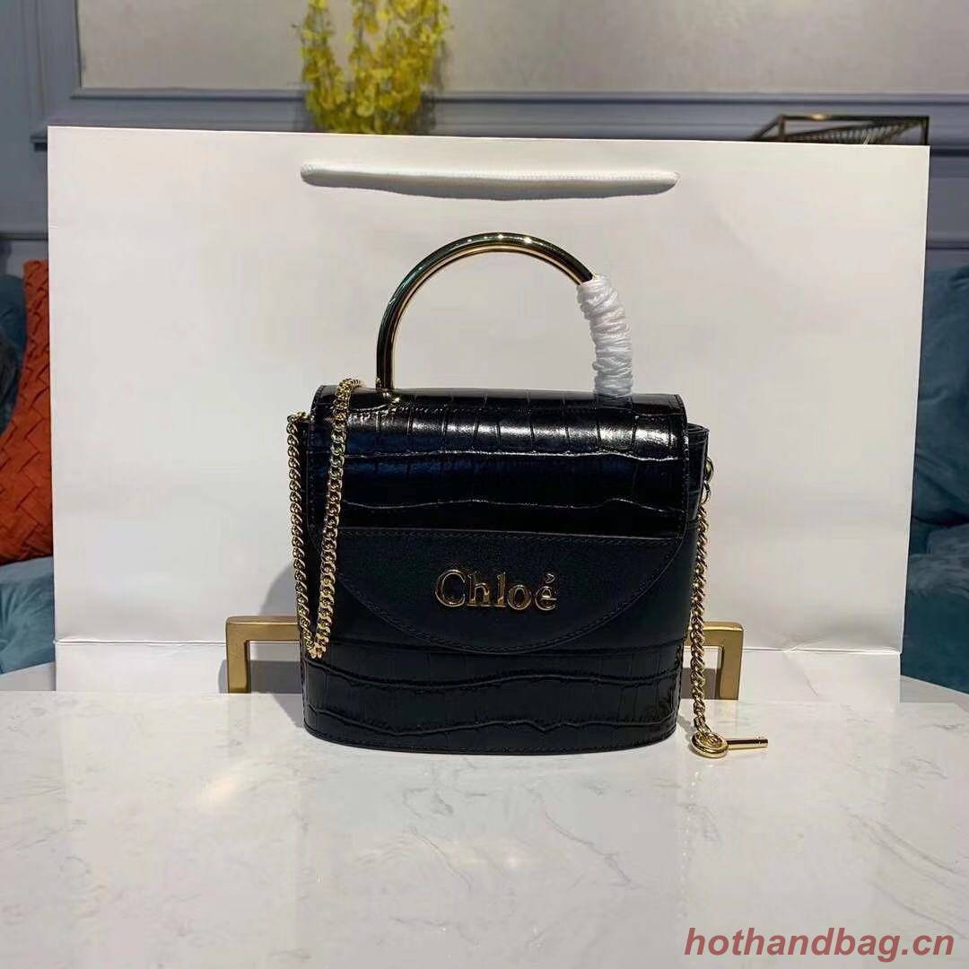 Chloe Original Crocodile skin Leather Top Handle Small Bag 3S030 black