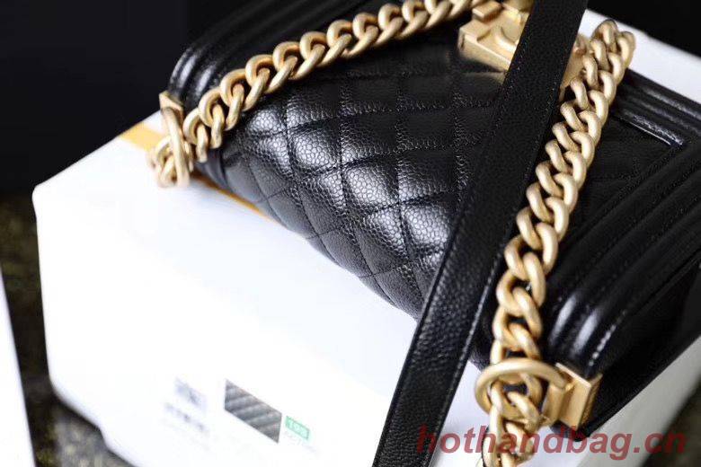 Chanel Le Boy Flap Shoulder Bag Original Cavier Leather A67085 Black Gold Buckle