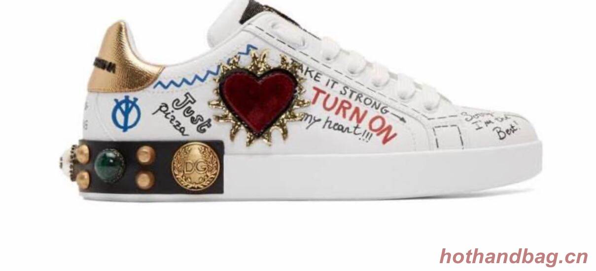 Dolce & Gabbana Heart Graffiti Sneakers DG6598 White