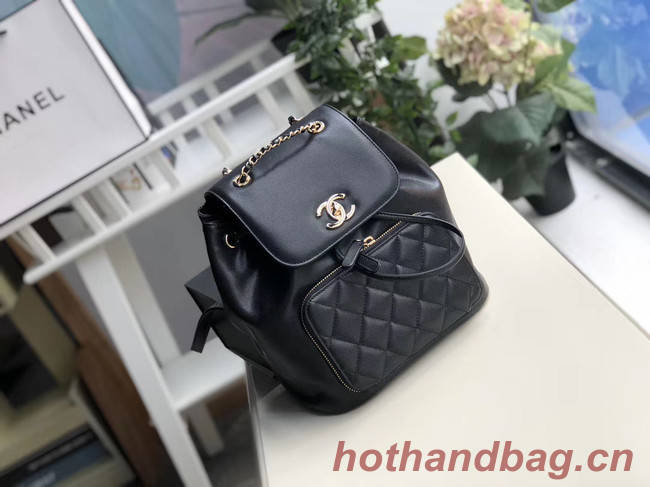 Chanel backpack Grained Calfskin & Gold-Tone Metal A57571 black