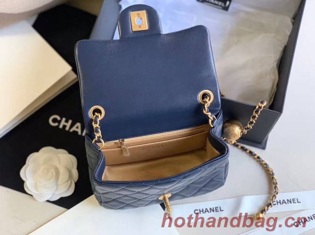 Chanel MINI Flap Bag Original Sheepskin Leather AS1786 Navy Blue