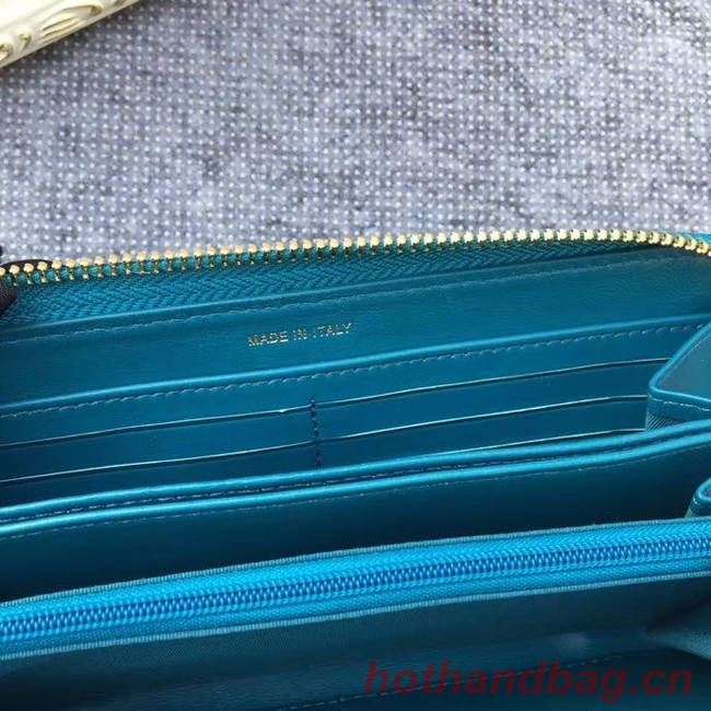 CHANEL 19 sheepskin & Gold-Tone Metal Wallet AP1063 blue