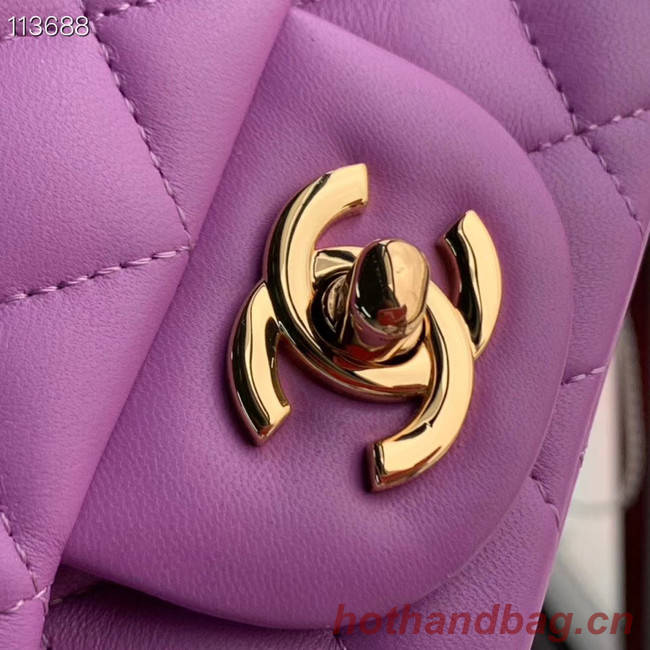 Chanel MINI Flap Bag Original Sheepskin Leather 1115 purple