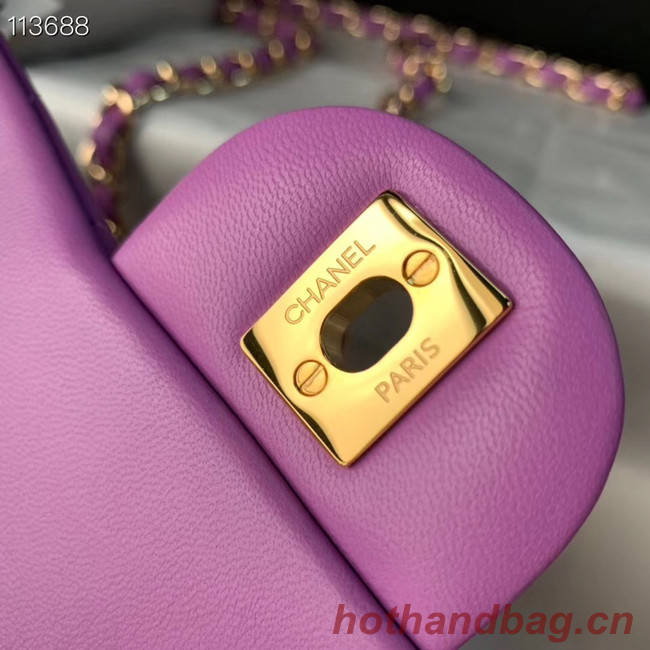 Chanel MINI Flap Bag Original Sheepskin Leather 1115 purple