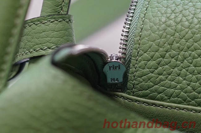 Hermes mini Lindy Togo Leather Bag LD19 green&Silver-Tone Metal