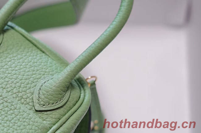 Hermes mini Lindy Togo Leather Bag LD19 green&gold-Tone Metal