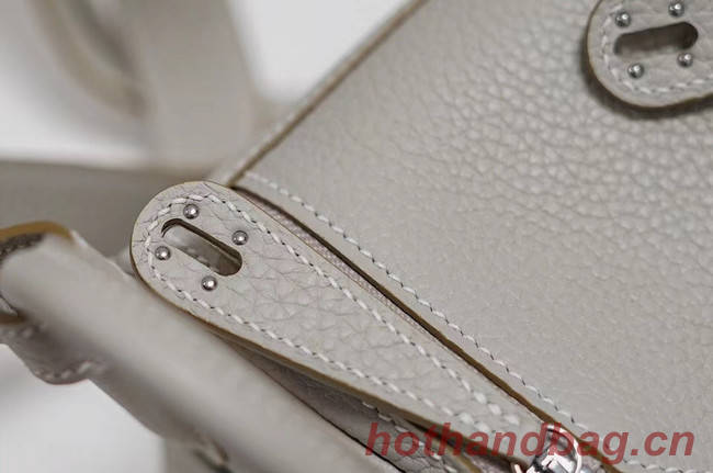 Hermes mini Lindy Togo Leather Bag LD19 grey&Silver-Tone Metal