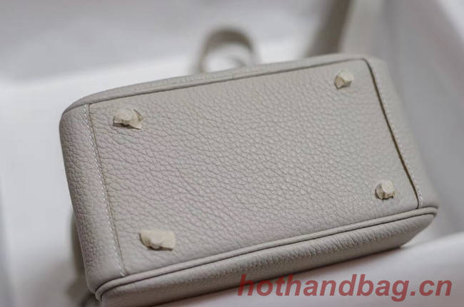 Hermes mini Lindy Togo Leather Bag LD19 grey&Silver-Tone Metal