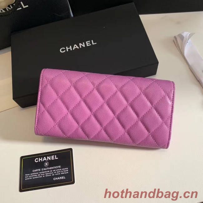 Chanel Calfskin Leather & Gold-Tone Metal Wallet A6888 Lavender