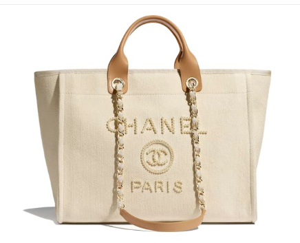 Chanel Canvas Tote Shopping Bag A66941 Cream