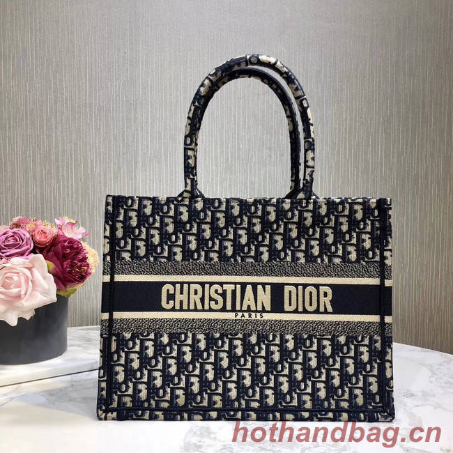 DIOR BOOK TOTE BAG IN EMBROIDERED CANVAS C1286-1 Navy