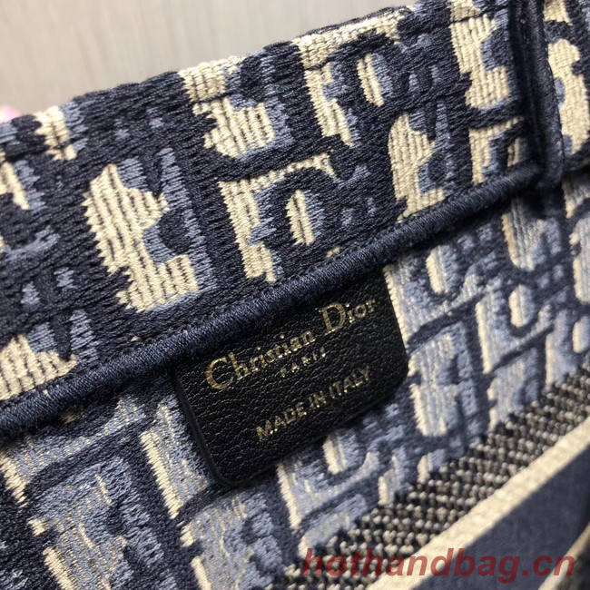 DIOR BOOK TOTE BAG IN EMBROIDERED CANVAS C1286-1 Navy