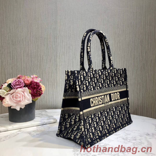 DIOR BOOK TOTE BAG IN EMBROIDERED CANVAS C1286-1 Navy