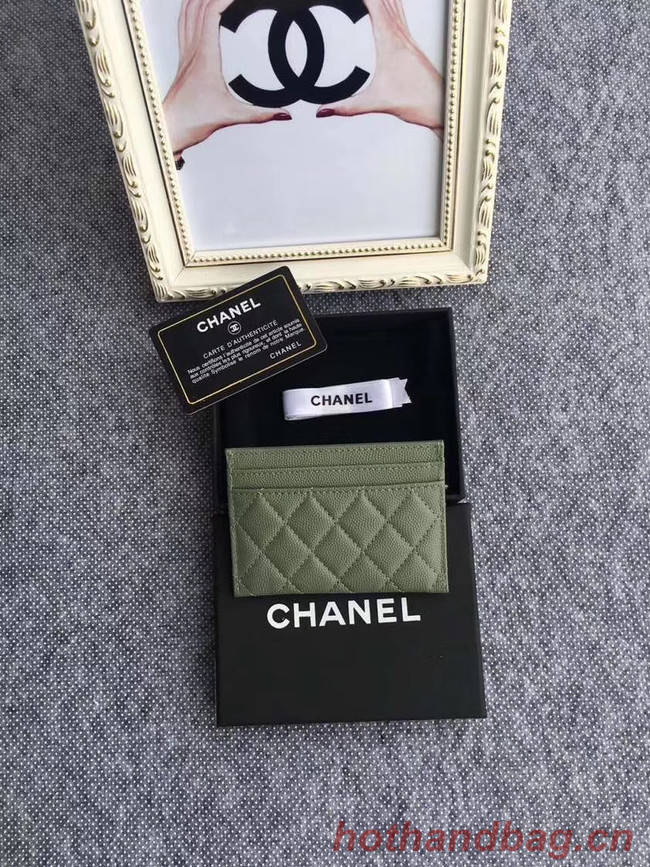 Chanel classic card holder Grained Calfskin & Gold-Tone Metal 84430 green