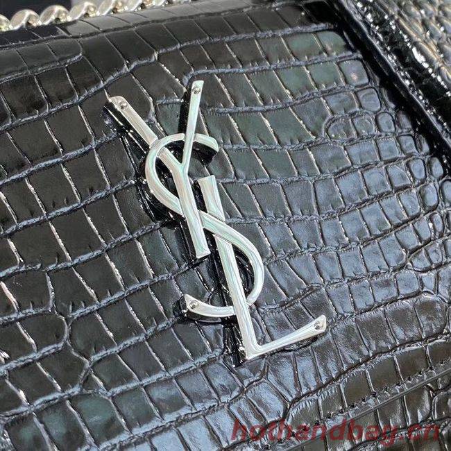 Yves Saint Laurent Calfskin Leather Shoulder Bag Y542206A Black&silver-Tone Metal