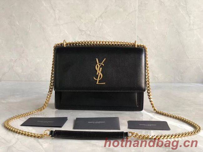 Yves Saint Laurent Calfskin Leather Shoulder Bag Y542206B black