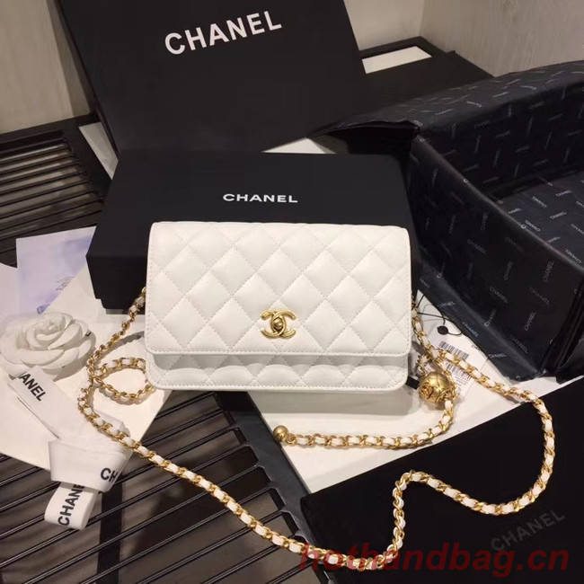 Chanel Original Small classic Sheepskin flap bag AS33814 white