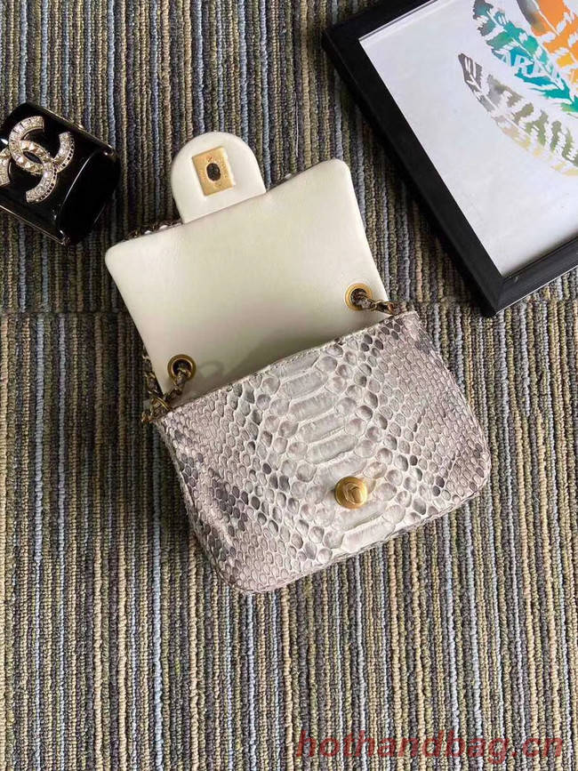 Chanel Original Small Snake skin flap bag AS1115 light grey