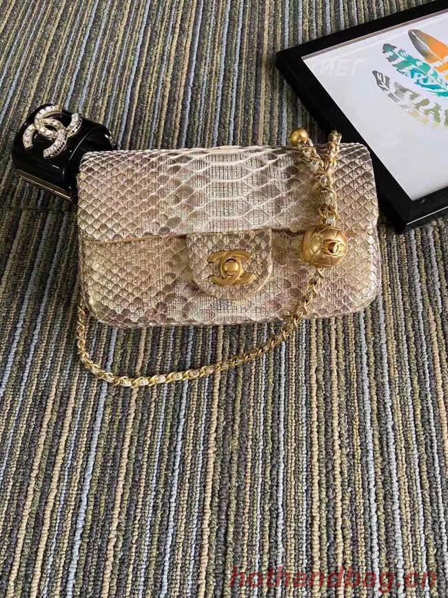 Chanel Original Small Snake skin flap bag AS1116 apricot