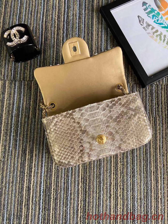 Chanel Original Small Snake skin flap bag AS1116 apricot