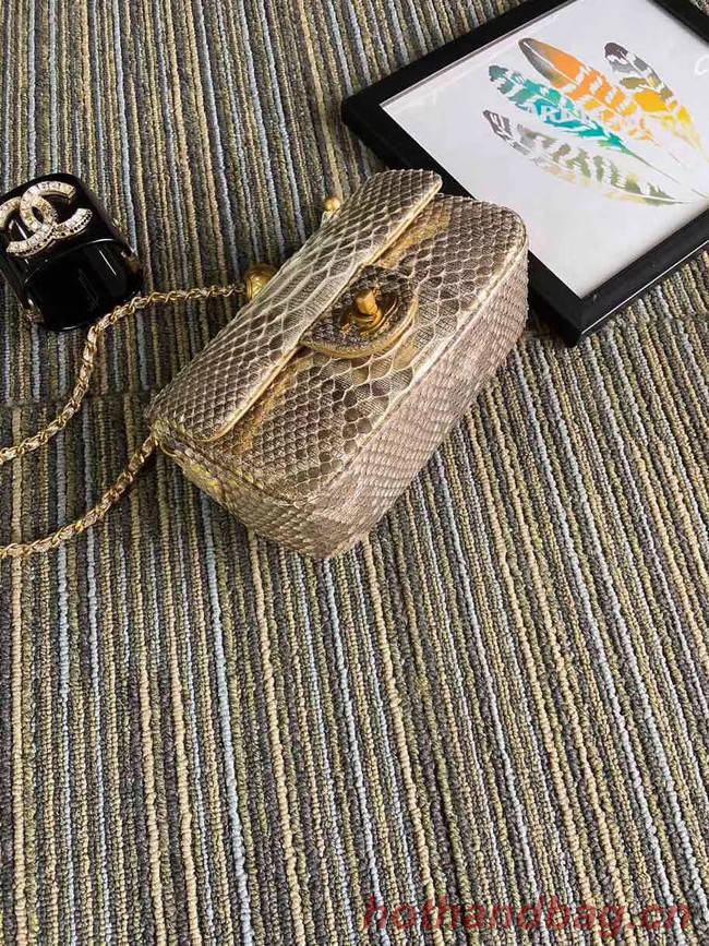 Chanel Original Small Snake skin flap bag AS1116 apricot