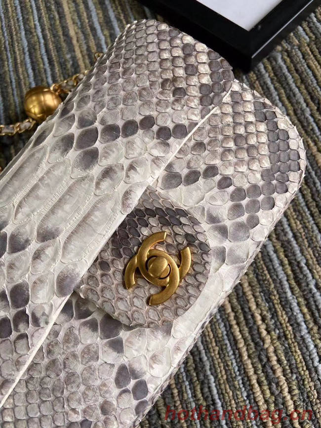 Chanel Original Small Snake skin flap bag AS1116 light grey