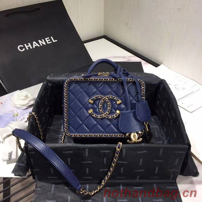 Chanel Original Small Sheepskin cosmetic bag AS1785 NAVY BLUE