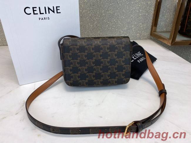 Celine MINI FOLCO BAG IN TRIOMPHE CANVAS CL01503 tan