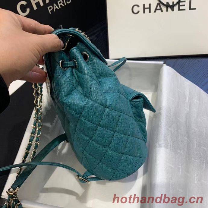 Chanel backpack Grained Calfskin & Gold-Tone Metal AS1371 Green