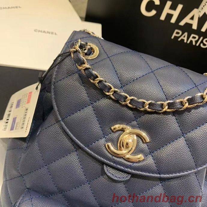 Chanel backpack Grained Calfskin & Gold-Tone Metal AS1371 Navy