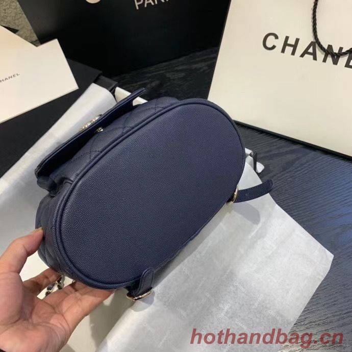 Chanel backpack Grained Calfskin & Gold-Tone Metal AS1371 Navy