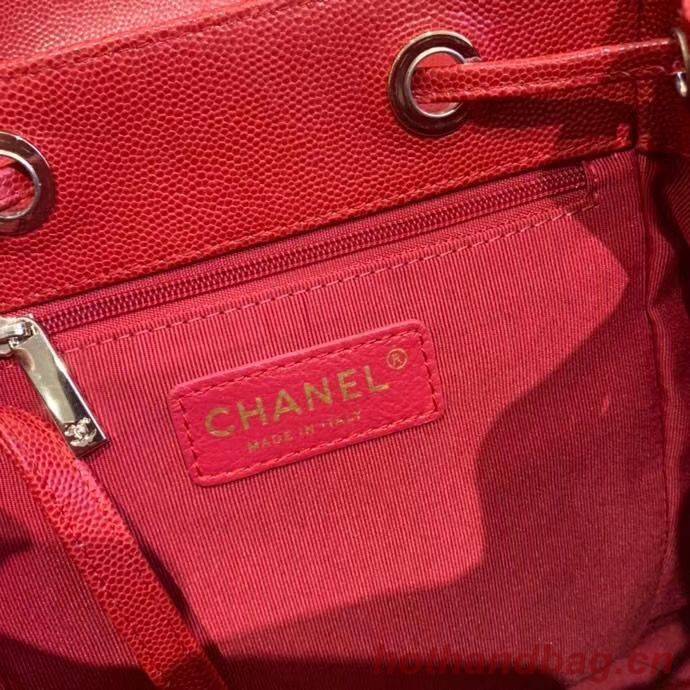 Chanel backpack Grained Calfskin & Gold-Tone Metal AS1371 Red