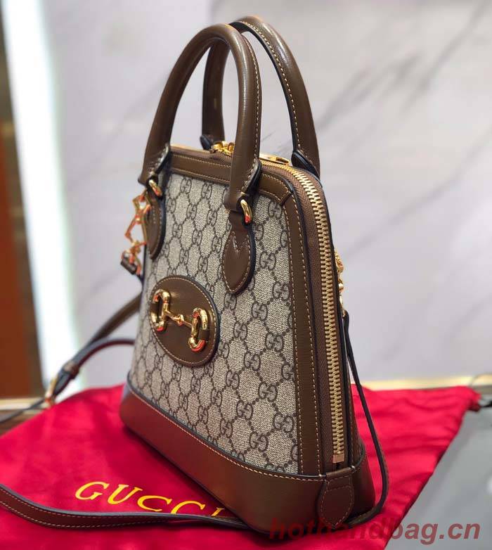 Gucci GG Supreme Canvas Top Handle Bag 621220 Brown