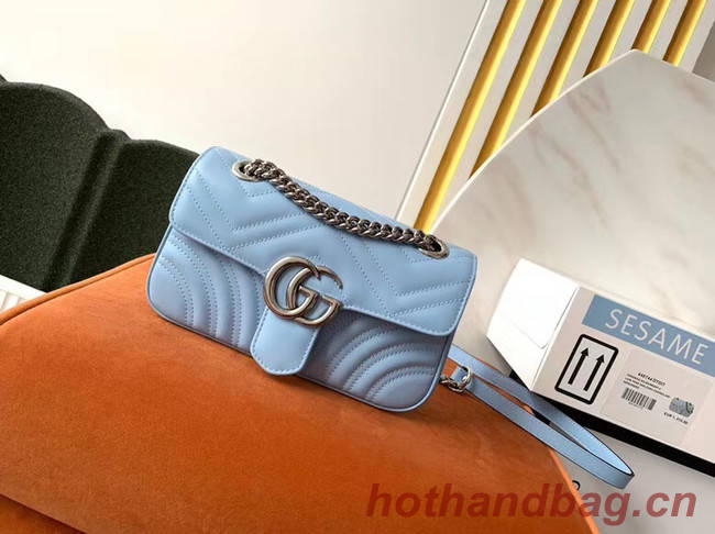 Gucci GG Marmont small shoulder bag 446744 Pastel blue